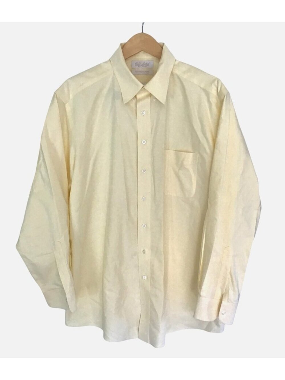 ROUNDTREE & YORKEE-GOLD LABEL-MENS YELLOW FITTED NON-IRON100% COTTON NECK 17